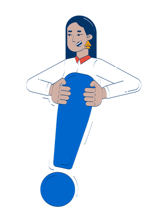 Happy arab woman holding exclamation mark  Illustration