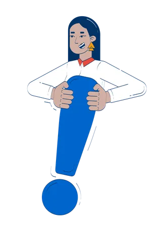 Happy arab woman holding exclamation mark  Illustration