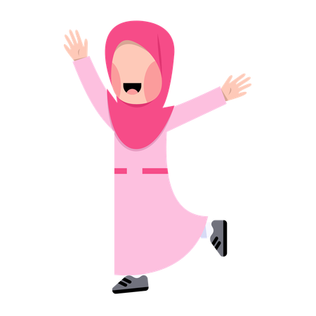 Happy Arabic Girl  Illustration