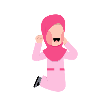 Happy Arabic Girl jumping  Illustration