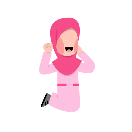 Happy Arabic Girl jumping  Illustration