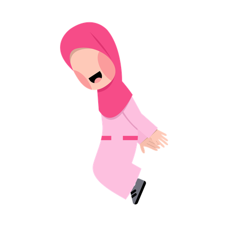 Happy Arabic Girl jumping  Illustration