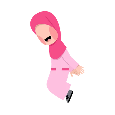 Happy Arabic Girl jumping  Illustration