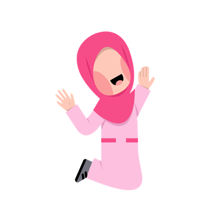 Happy Arabic Girl jumping in air  Illustration