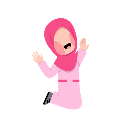 Happy Arabic Girl jumping in air  Illustration