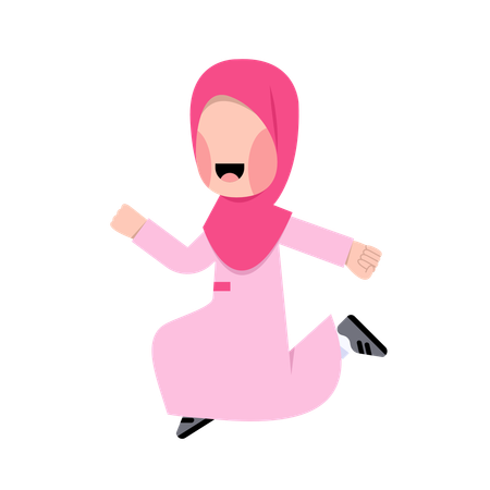 Happy Arabic Girl running  Illustration