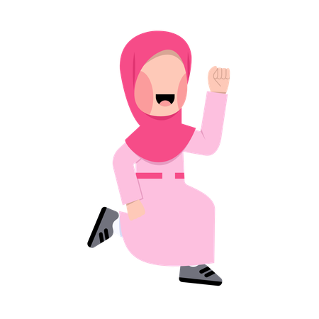 Happy Arabic Girl running  Illustration