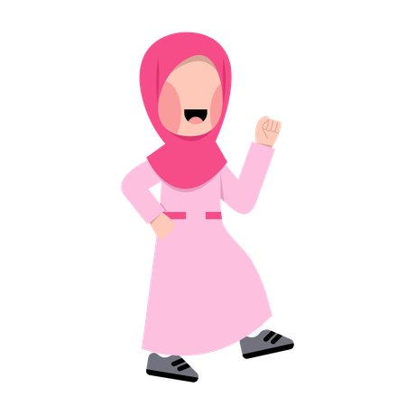 Happy Arabic Girl walking  Illustration