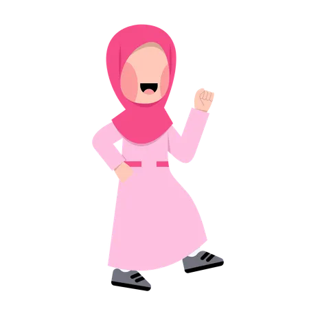 Happy Arabic Girl walking  Illustration