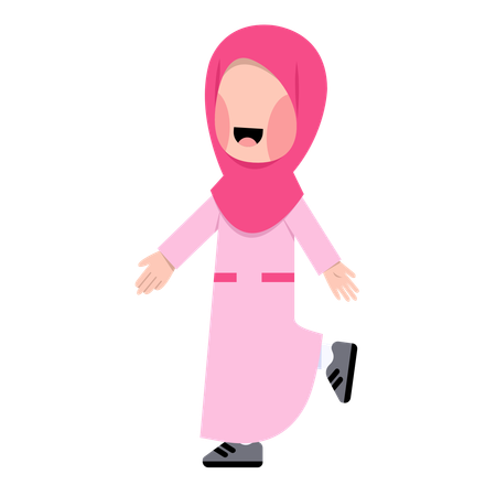 Happy Arabic Girl walking  Illustration