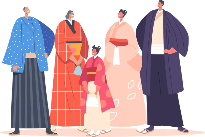 Happy Asian Family Illustration
