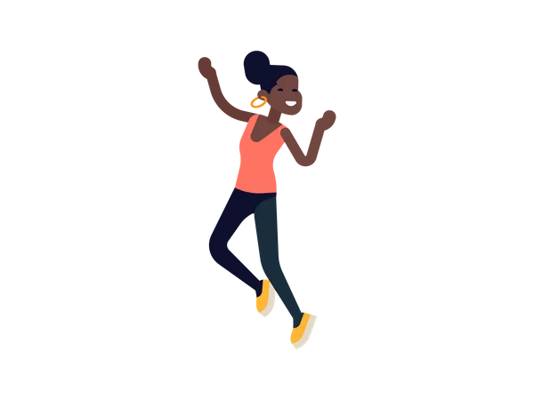 Happy black girl dancing Illustration