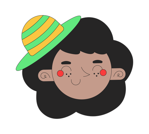 Happy black girl with hat  Illustration
