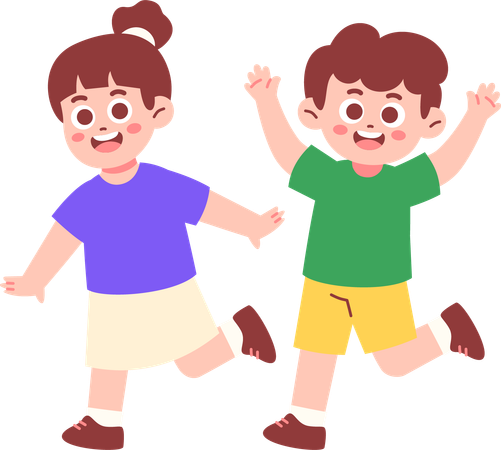 Happy Boy and girl standing together  Illustration