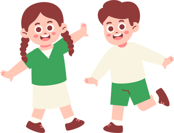 Happy Boy and girl standing together  Illustration