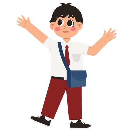 Happy Boy Back To School  Illustration