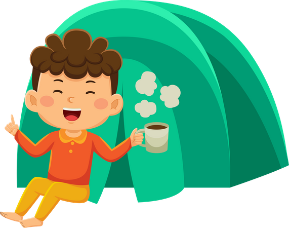 Happy Boy Camping  Illustration