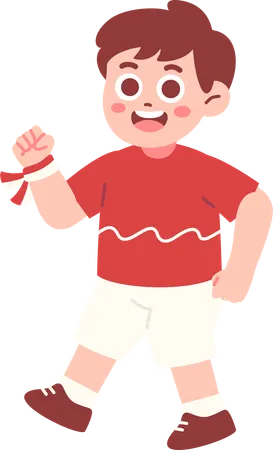 Happy Boy Celebrating Indonesia Independence day  Illustration