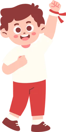 Happy Boy Celebrating Indonesia Independence day  Illustration