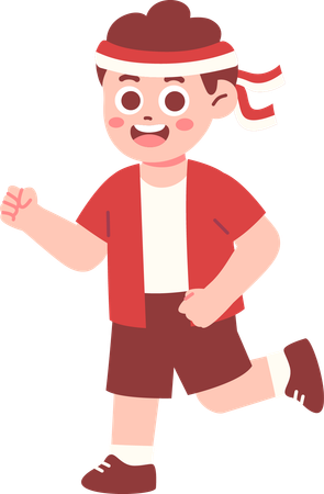 Happy Boy Celebrating Indonesia Independence day  Illustration