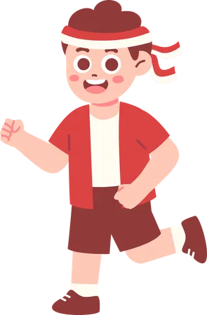 Happy Boy Celebrating Indonesia Independence day  Illustration