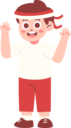 Happy Boy Celebrating Indonesia Independence day  Illustration