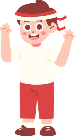 Happy Boy Celebrating Indonesia Independence day  Illustration