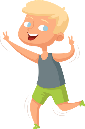 Happy Boy Dancing  Illustration