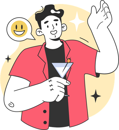 Happy boy drinking mocktail  Illustration