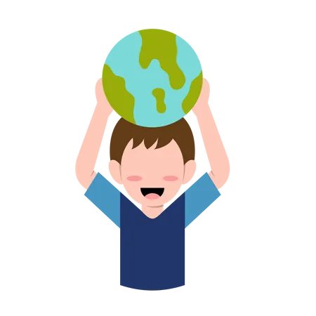 Happy Boy For Save Planet  Illustration