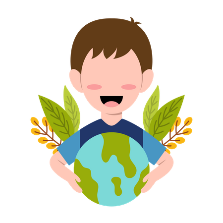 Happy Boy For Save Planet  Illustration