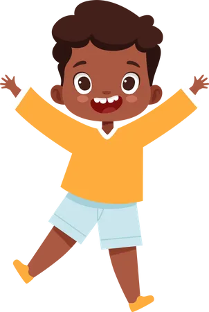 Happy Kids Jumping Childrens Character Illustration