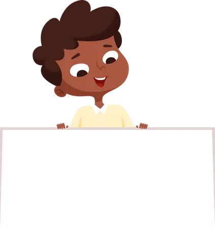 Childrens With Banners Kids Holding Blank White Frames Happy Boys And Girls Vector Cartoon Characters Illustration Childhood Boy And Girl With Paper Billboard Illustration