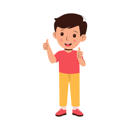 Happy boy holding thumbs up in ok sign  Illustration