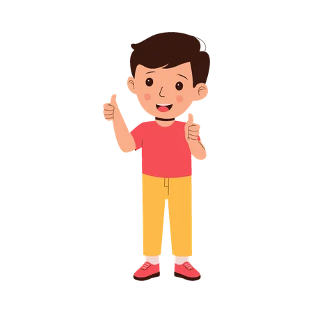 Happy boy holding thumbs up in ok sign  Illustration