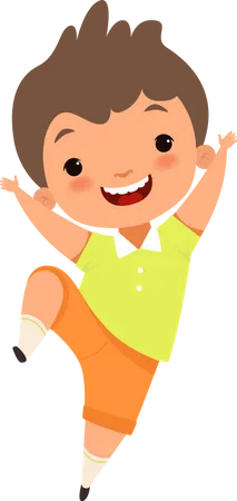 Happy Boy Jumping In Air  Illustration