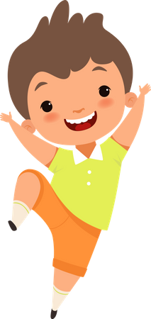 Happy Boy Jumping In Air  Illustration