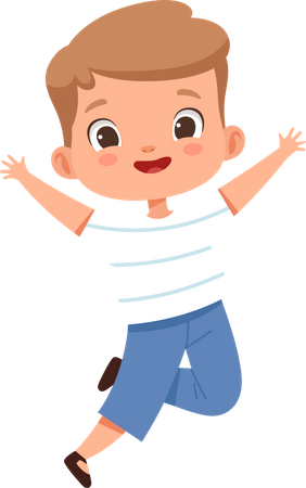 Happy boy jumping in joy  Illustration