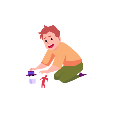 Happy boy playing with toys  Illustration