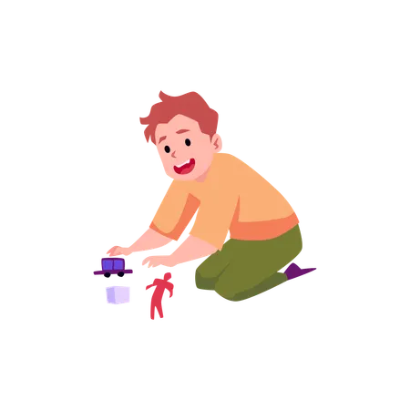 Happy boy playing with toys  Illustration