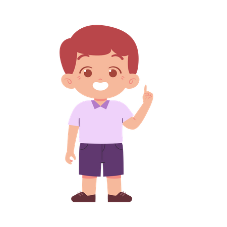 Happy Boy Pointing Something Up  Illustration