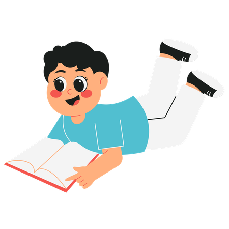 Happy Boy Reading Book  Illustration