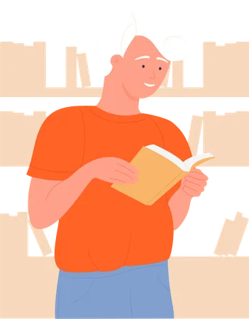 Happy Boy reading book  Illustration