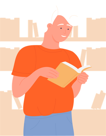 Happy Boy reading book  Illustration