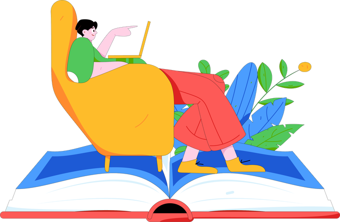 Happy Boy reading book  Illustration