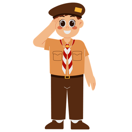 Joyeux Boy Scout saluant  Illustration