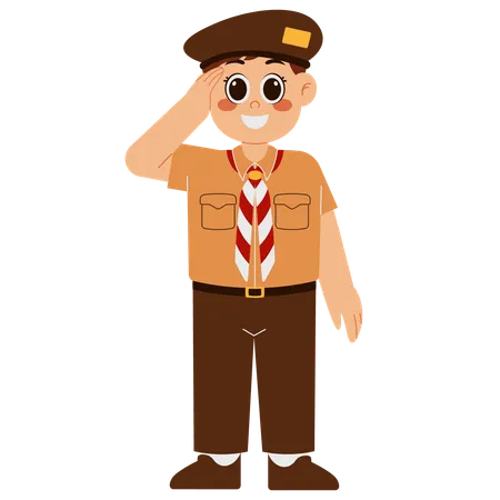 Joyeux Boy Scout saluant  Illustration