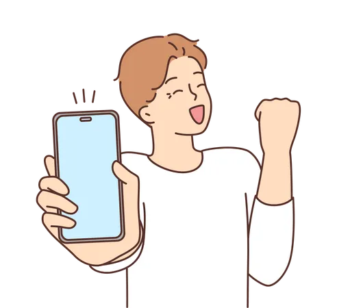 Happy Boy showing mobile screen  Illustration