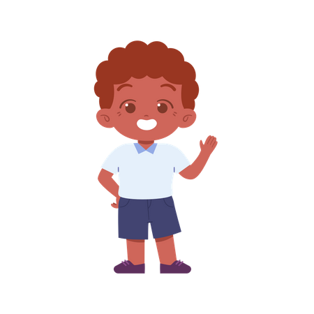 Happy Boy Showing Right Hand  Illustration