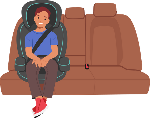 Happy Boy Sitting In Car Seat  Illustration